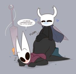 ! 2017 4_fingers all_fours arthropod ass ass_up blush bottomless butt_grab buttjob cape clothed clothing dialogue duo english_text female from_behind_(disambiguation) grass grey_background half-erect hand_on_ass happy heart height_assist hi_res hollow_knight hornet_(hollow_knight) humanoid humanoid_penis imminent_sex incest insects kilinah male melee_weapon mob_face needle outerwear outside penis protagonist_(hollow_knight) siblings simple_background size_difference small_dom_big_sub smaller_male speech_bubble straight surprise text tree_stump video_games wasp weapon