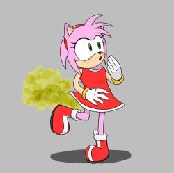 2d amy_rose blush blush cute embarrassed fart fart_cloud fart_fetish green_fart one_leg_up shocked sonic_(series) sonic_the_hedgehog_(series)