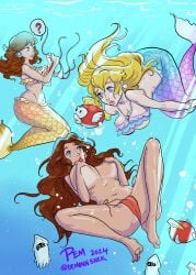 3girls bathing_suit big_ass big_breasts big_lips big_thighs bikini bikini_bottom bikini_top blonde_female blonde_hair blooper blue_eyes brown_hair bubbles cheep_cheep demonnsnek feet feet_up holding_breasts holding_breath hourglass_figure mario_(series) mermaid mermaid_costume mermaid_girl mermaid_peach mermaid_tail ocean painted_toenails pale-skinned_female pale_skin pauline pauline_(mario) pearl_necklace princess_daisy princess_peach princess_peach:_showtime! spread_legs stolen_bikini stolen_clothes stolen_swimsuit swimming tan tan-skinned_female tan_body tan_skin tanline toenail_polish toes topless underwater video_game video_game_character video_game_franchise video_games