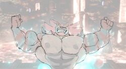 bara big_muscles flexing incineroar male male_only muscles muscular nintendo no_visible_genitalia nude pokémon_(species) pokemon pokemon_(species) ripped-saurian solo solo_male