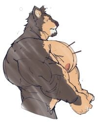 bara big_muscles live-a-hero male male_only muscles muscular no_visible_genitalia nude pocky pubraseer ripped-saurian solo solo_male