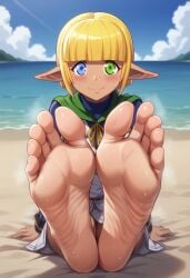 ai_generated barefoot dark_elf elf elf_ears feet femboy foot_fetish heterochromia mare_bello_fiore overlord_(maruyama) trap