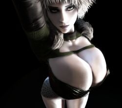 1girls 3d 3d_(artwork) alternate_breast_size big_hair boob_window breasts breasts_bigger_than_head breasts_focus chiana cleavage cleavage_cutout cleavage_window close-up clothed clothed_female curvy farscape female female_only female_solo fingerless_gloves front_view gigantic_breasts gloves goth goth_girl grey-skinned_female grey_hair grey_skin hourglass_figure huge_breasts looking_at_viewer medium_hair nipples nipples_visible_through_clothing pale-skinned_female pale_skin shoulder_tuft silver_hair slim_waist solo solo_female thick_thighs thighs upper_body vaako white_hair wide_hips