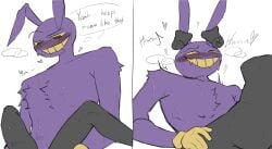 1boy 1girls ambiguous_penetrated anon anonymous_female anthro artist_request blush bunny_boy eyes_rolling_back female grabbing_ears jax_(the_amazing_digital_circus) male_focus pathetic_male purple_fur rabbit smug_face the_amazing_digital_circus y/n