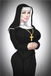 1girls blue_eyes christianity coxville_stories female female_only fully_clothed john_persons light-skinned_female light_skin nun nun_outfit religion sister_nancy solo theofficialpit