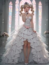 absurd_res ai_generated barbara_(genshin_impact) breast flowers genshin_impact high_heels legs ministro shoes wedding_dress