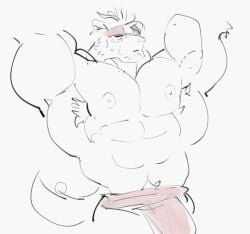 bara big_muscles bulge flaccid male male_only muscles muscular nude ripped-saurian solo solo_male tadatomo tokyo_afterschool_summoners