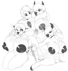 2016 2017 anthro areola balls bear big_breasts blush bovine breasts cattle chair equine erection female hi_res horn hybrid hyper lactation male mammal melkah milk monochrome niis nipples padunk panda penis scalie sitting susu swift_james_(character)