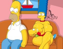 bart_simpson breast_sucking breastfeeding breasts crossing_legs homer_simpson lactation marge_simpson mature_female milf milking mluv mother's_duty mother_and_child mother_and_son older_male suspicious the_simpsons young younger_male