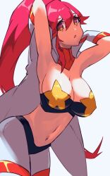 1girls big-breasts breasts elbow_gloves english_commentary gloves huge_breasts large_breasts long_hair looking_at_viewer navel red_hair space_yoko tengen_toppa_gurren_lagann white_gloves yellow_eyes yoko_littner