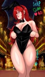 1girls big_breasts blush bunny_ears bunnysuit female parasoul skullgirls thick_thighs vicdezart