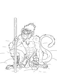 anthro anthro_monkey big_penis feet fluffy_balls fluffy_chest furry furry_male furry_only game male_only monkey monkey_boy monkey_king paws six_pack sun_wukong wip wukong