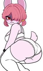 ai_art ai_generated big_thighs leilu_(terrible_mouse) light_pink_fur lingerie pink_hair pixai rabbit_ears rabbit_girl rabbit_tail smiling_at_viewer terrible_mouse