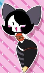 alternate_costume black_hair blush_stickers buddyisabill cropped_image curvy fanart female_only floating_head fnf_mods friday_night_funkin friday_night_funkin_(twinsomnia) girl_(sock.clip) hands_behind_back hourglass_figure mob_face no_nose non-human pointy_feet ribbon safe_for_work short_hair stickman thighs twinsomnia white_skin