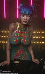 1girls 3d big_ass big_breasts blue_hair breasts bust busty cd_projekt_red cheri_nowlin curvaceous curvy curvy_figure cyberpunk cyberpunk_(series) cyberpunk_2077 female female_focus hips hobossy hourglass_figure huge_ass huge_breasts large_ass large_breasts legs light-skinned_female light_skin mature mature_female slim_waist tattoo tattoos thick thick_hips thick_legs thick_thighs thighs top_heavy voluptuous waist wide_hips