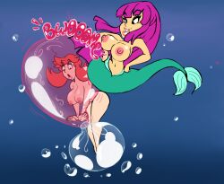 anthero big_breasts breasts bubble comic comic_page female_only mermaid naked naked_female nude nude_female purple_hair red_hair tagme underwater