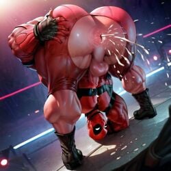 1boy 2024 ai_assisted ai_generated anus ass balls bara bara_ass big_anus big_ass bodily_fluids bodybuilder bodysuit bubble_ass bubble_butt cum cum_in_ass dat_ass deadpool deadpool_(series) dilf gape gaped_anus gay gushing_cum huge_anus hyper hyper_muscles male male_only marvel marvel_comics mask masked masked_male muscular muscular_ass muscular_legs muscular_male penis ripped_clothing rokuworshiper shiny_skin shooting_cum solo solo_focus solo_male yaoi