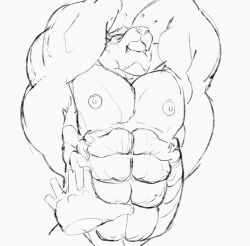 bara big_muscles disembodied_hand male male_only marchosias_(tokyo_afterschool_summoners) monochrome muscles muscular no_visible_genitalia ripped-saurian tokyo_afterschool_summoners