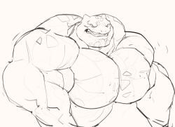 bara big_muscles ivysaur male male_only monochrome muscles muscular nintendo no_visible_genitalia nude pokémon_(species) pokemon pokemon_(species) ripped-saurian solo solo_male