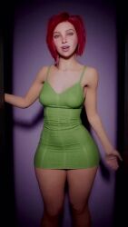 1girls 3d 9:16 animated ass bouncing_ass breasts dancing dress green_dress green_eyes large_ass light-skinned_female light_skin looking_at_viewer medium_breasts monna_haddid red_hair short_hair shorter_than_10_seconds solo tagme vertical_video video