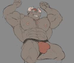 bara big_muscles bulge flaccid gyumao male male_only muscles muscular nude ripped-saurian solo solo_male tokyo_afterschool_summoners