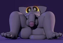 3d 3d_(artwork) 4_toes balls big_ass big_balls big_penis black_pawpads fanfurry feet feline femboy furry genitals gray_fur highres javi_(k1ko) k1ko legs_apart male male_only orange_eyes pawpads penis solo tagme tagme_(artist) yellow_eyes