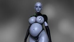 1girls 3d bald bald_female belly big_belly big_breasts blue_skin breasts cenobite female hellraiser icarusillustrations nipple_piercing nipples pinhead pregnant rule_63 solo