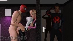 1girls 2boys 3d against_wall blender blender_(artwork) blender_(software) blonde_female blonde_hair blue_eyes cheating cheating_girlfriend clothed_female_nude_male clothed_sex costume cuckold dont_bully_(artist) from_behind gwen_stacy gwen_stacy_(spider-verse) large_ass light-skinned_female light-skinned_male looking_pleasured miles_morales miles_morales_(spider-verse) partially_clothed peter_parker ripped_clothing sex_against_wall spider-gwen spider-man spider-man_(series) stealth_sex tongue_out unknowingly_cucked vaginal_penetration