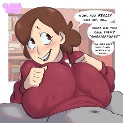 big_breasts boobjob cuddlecore hilda_(series) johanna_(hilda) milf paizuri partial_male sweater tagme