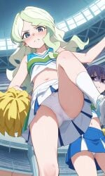 ai_generated angry cheerleader cheerleader_uniform diana_cavendish disgusted little_witch_academia panties pantyshot