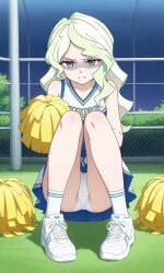 ai_generated angry cheerleader cheerleader_uniform diana_cavendish disgusted little_witch_academia panties pantyshot