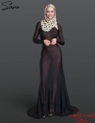 hijab naughtynnasty nipple_piercing nipple_rings no_bra no_panties pierced_nipples see-through_clothing see-through_dress sheer_clothing