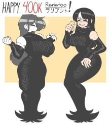 big_breasts black_dress black_hair breast_outline fanart female female_focus female_only follower_celebration marie_(tag-a-long) milestone_celebration mime mime_girl muscle_girl muscular muscular_female noss_the_nosferatu_(crap-man) original original_art original_artwork original_character original_characters outfit_change tag-a-long white_body white_skin white_strand_of_hair