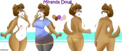 2017 absurd_res anthro areola ass big_breasts big_butt bottomless breasts butt_shot canine clothed clothing female fur hair hi_res huge_breasts legwear looking_at_viewer looking_back mammal mature_female mcfly0crash miniskirt miranda_doug model_sheet mother nipples nude open_mouth parent pussy raised_tail rear_view simple_background skirt smile standing thick_thighs thong underwear wide_hips