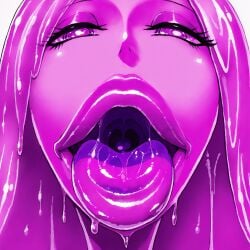 ai_generated big_lips close-up drool drooling mommy_kink monster_girl saliva slime slime_girl tongue_out