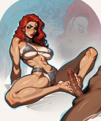 ai_art ai_generated femdom footjob metal_bikini red_sonja saucy_trove