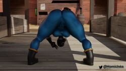 ass_focus bending_over big_ass cameltoe fempyro gas_mask jack-o_pose latex looking_at_viewer mask solo_female team_fortress_2 tf2 top-down_bottom-up