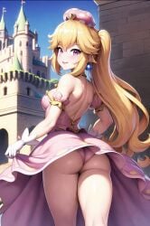 ai_generated female_only niceanimeclub panties pink_panties princess_peach skirt_lift solo super_mario_bros. upskirt