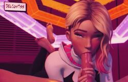 1girls blowjob delightss feet gwen_stacy loving_gaze on_stomach spider-gwen spider-man:_into_the_spider-verse submissive submissive_female sucking the_pose