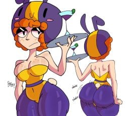 1girls 7n7 bapzey_bot_(artist) bea_(brawl_stars) bee big_ass big_breasts brawl_stars bunny_girl fat_ass pawg red_hair tagme twerking