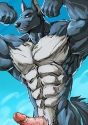 bodybuilder bodybuilding boner cock dick errection gay hard muscle muscular naked nightarm non-human non-human_only nsfw penis pose posing tk tktheanimal werewolf wolf