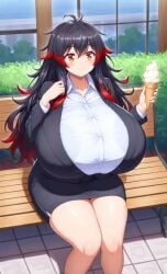 1girls ai_assisted ai_generated amber_eyes big_ass big_breasts black_hair breasts breasts_bigger_than_head curvaceous curves curvy curvy_body curvy_female curvy_figure curvy_hips dominant_female enormous_breasts ftggtgg gigantic_breasts happy huge_ass huge_breasts hyper_breasts ice_cream large_ass large_breasts massive_breasts office_clothing office_lady outside red_hair seducing seductive seductive_eyes seductive_look seductive_pose seductive_smile shirt skirt solo solo_female solo_focus sorceress_sophia thick_ass thick_thighs two_tone_hair villain villainess