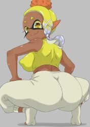 1girls ass ass_cleavage big_ass bottom_heavy bubble_butt butt_crack clothing crop_top dark-skinned_female dark_skin dat_ass fat_ass female female_only frye_(splatoon) huge_ass inkling large_ass looking_back nintendo pants pants_down shirt solo solo_female splatoon splatoon_3 squatting tentacle_hair thick_ass thick_thighs wide_hips winking_at_viewer yawake yellow_hair