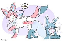 bound domination eeveelution eyewear female glaceon glasses hair hexeix knot male multi_nipple nintendo nipples orgasm penis pokemon ribbons scarf submissive sylveon teats video_games