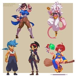 1girls android_21 breath_of_fire breath_of_fire:_dragon_quarter breath_of_fire_iv chun-li huge_breasts pixel_art ryu_(breath_of_fire) sakuemon tagme thick_thighs