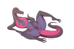 2017 anthro ass black_eyes black_scales clitoris english_text female gomegapokemon nintendo nude pink_scales pokemon pokemon_(species) presenting presenting_pussy purple_scales purple_sclera pussy pussy_juice reptile salazzle scales scalie semi-anthro signature simple_background slit_pupils solo spread_legs spread_pussy spreading text tongue tongue_out video_games white_background