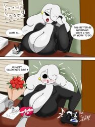 1boy 1girls annoyed cartoon_network comic female huge_breast lipstick long_hair mackdazzle milf office straight tagme the_amazing_world_of_gumball valentine's_day white_skin yuki_yoshida