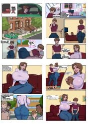 1boy 1girls alex_(serge3dx) ass ass_focus big_ass big_breasts bimbo bimbo_body bimbo_lips blue_jeans bottom_heavy bottom_heavy_femboy bottom_heavy_male breasts brown_hair clothed clothing comic couch crop_top dat_ass_(meme) dating_youre_mom_(comic) dialogue english english_text girly hourglass_figure huge_breasts jeans large_ass large_breasts lasgaclaven lauren_(serge3dx) light-skinned_female light-skinned_femboy light-skinned_male light_skin lipgloss lipstick living_room makeup male meme milf mother_and_son older_female original original_character panels serge3dx size_difference skin_tight skinny_jeans slim_waist sofa speech_bubble text text_box thick_thighs tight_clothing tight_jeans trap voluptuous voluptuous_female voluptuous_femboy voluptuous_male