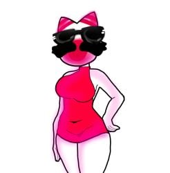 big_aah_eyelashes countryhumans countryhumans_girl female female_only girlfriend_(cosplay) girlfriend_(friday_night_funkin)_(cosplay) japan_(countryhumans) medium_breasts red_dress sleeveless_dress sunglasses sunglasses_on_head