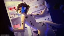 anthro ass completely_nude eipril female female_only flat_chest fridge furry furry_female furry_only nude nude_female pussy solo tagme tail